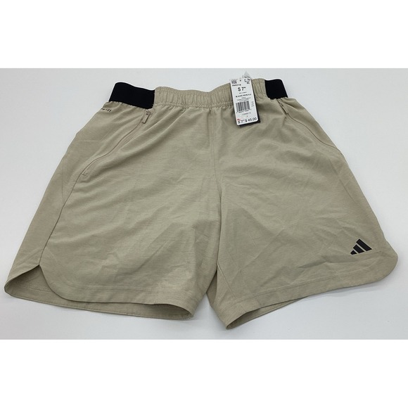 adidas Axis 4.0 Woven Mens Training Shorts Beige Elastic Waistband 7" Small NWT - Picture 1 of 8